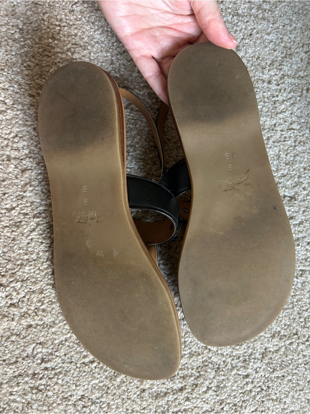 Coach Gracie Black Leather T-Strap Women's Sandals - Picture 2 of 3